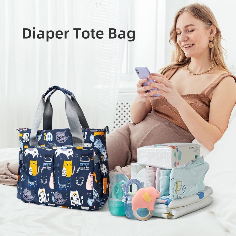 PHEBEN Store Diaper Bag Tote Satchel Waterproof Messenger Baby Diaper Bags for Mom and Dad Multifunction Medium Travel Tote Bags(Cat Paradise) - Image 2
